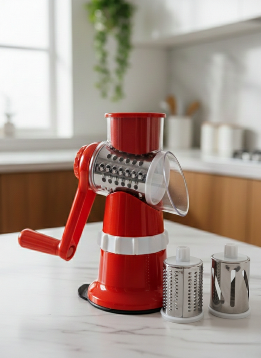 3-in-1 Multifunctional Rotary Vegetable Cutter – Manual Drum Slicer & Grate