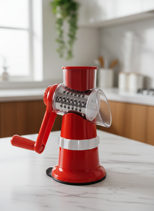 3-in-1 Multifunctional Rotary Vegetable Cutter – Manual Drum Slicer & Grate