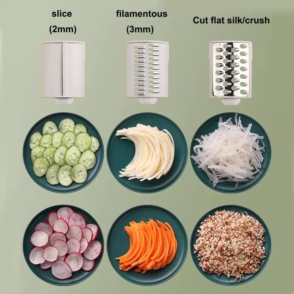3-in-1 Rotary Drum Vegetable Slicer & Manual Cheese Grater