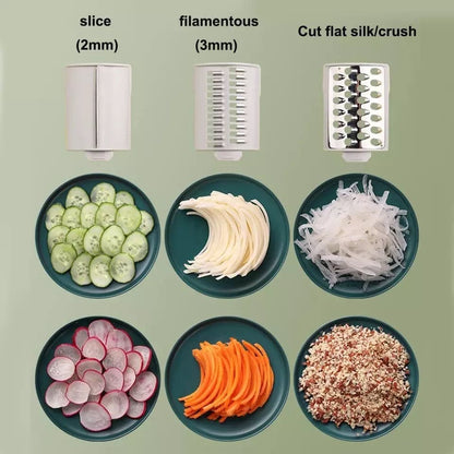 3-in-1 Rotary Drum Vegetable Slicer & Manual Cheese Grater