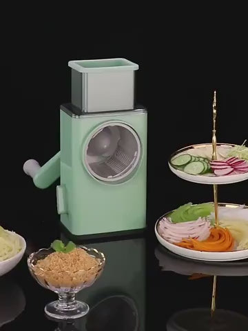 3-in-1 Rotary Drum Vegetable Slicer & Manual Cheese Grater